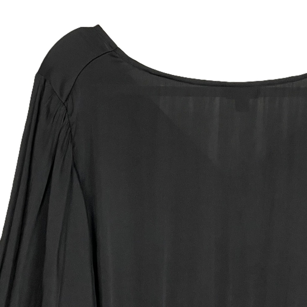 Torrid Size 4 Black Satin-Look Long Sleeve V-Neck Blouse Dressy Romantic - Picture 7 of 13